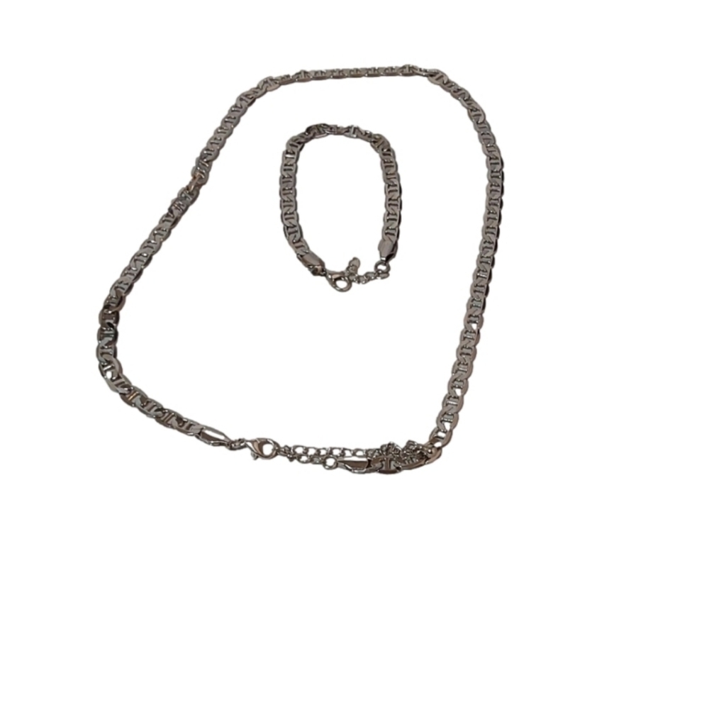 CUBAN LINK CHAIN SET SILVER‎